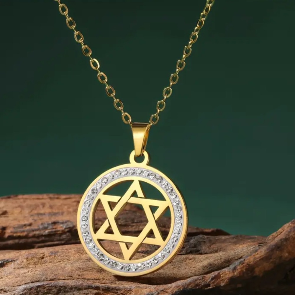 New Gold and Silver Star of David Pendant Necklace